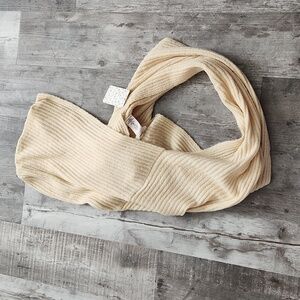 Free People Cream Ribbed Knit Hooded Neck Warmer